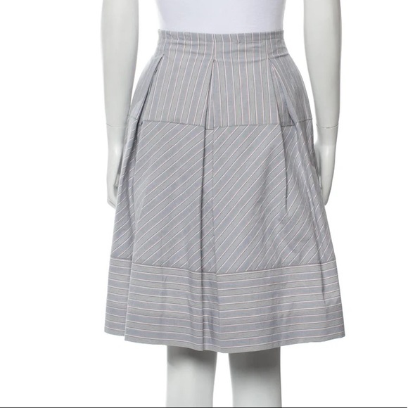 Piazza Sempione New striped pleated knee length Skirt front snap button - Picture 2 of 13